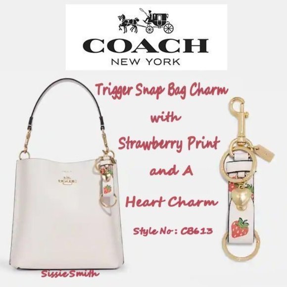 Coach Bags Nwt Coach Trigger Snap Bag Charm In Strawberry Print